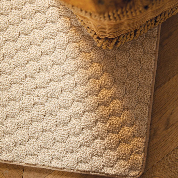 Washable Sculptured Honeycomb Ivory Rug