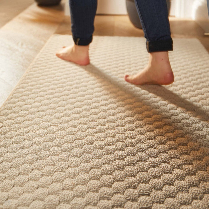 Washable Sculptured Honeycomb Ivory Rug