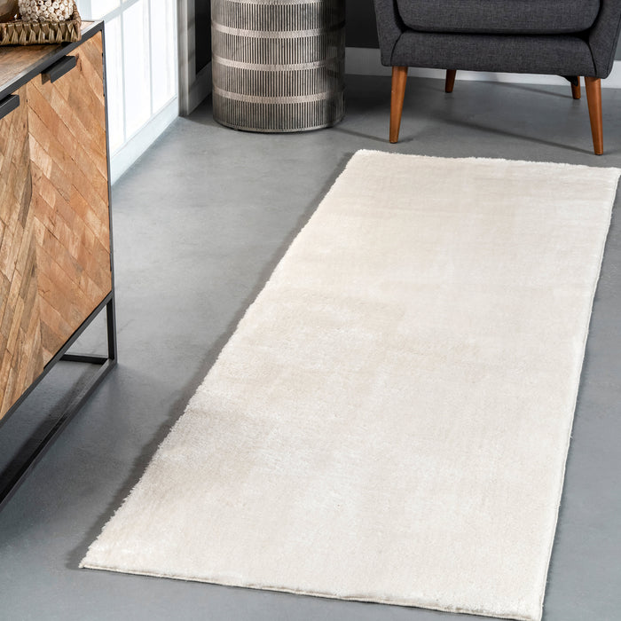 Washable Shag Area Rug 120 cm White