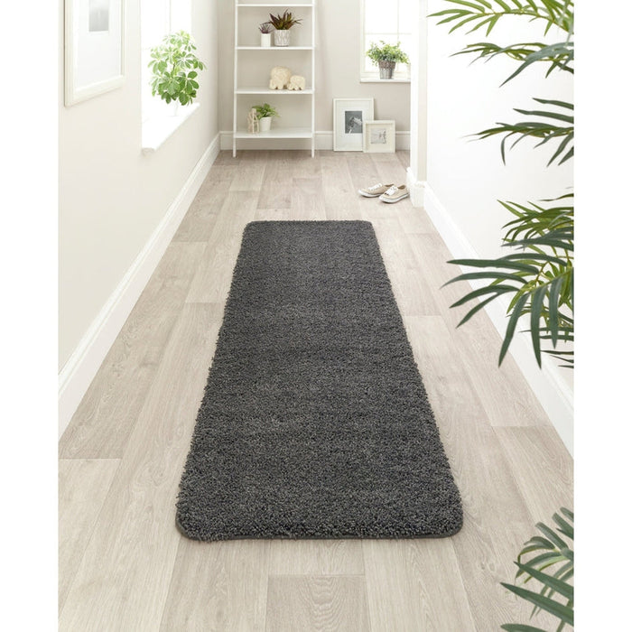 Washable Shaggy Charcoal Runner