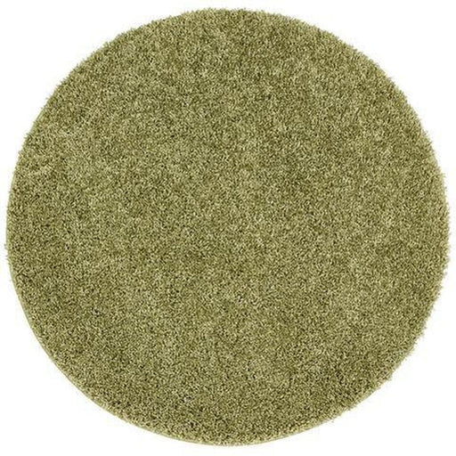 Washable Shaggy Olive Round Rug