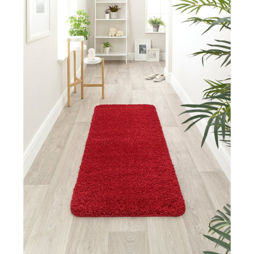 Washable Shaggy Red Runner