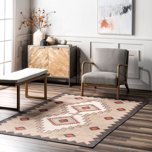 Washable Southwestern Area Rug 152 Cm Brown