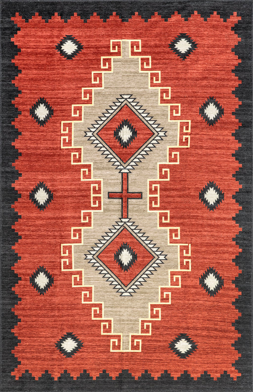 Washable Southwestern Area Rug Red 120x180 cm