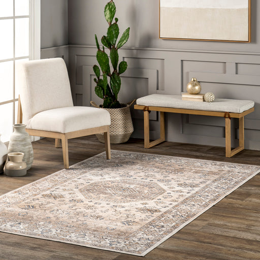 Washable Spill Proof Rug for High Traffic Areas Beige