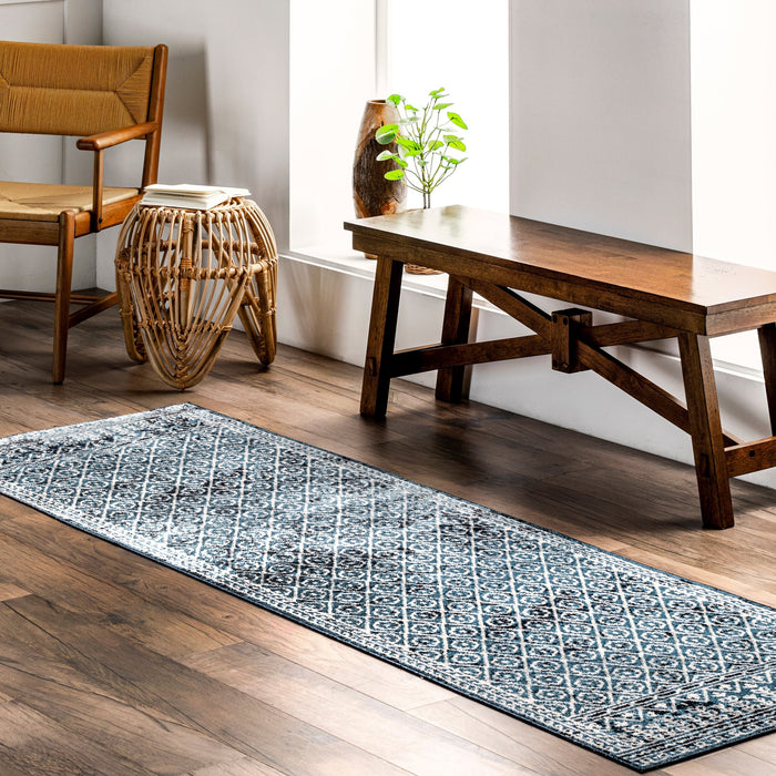 Washable Stencil Area Rug 120x180 cm Aqua