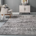 Washable Stencil Area Rug 140x200 cm Dark Grey