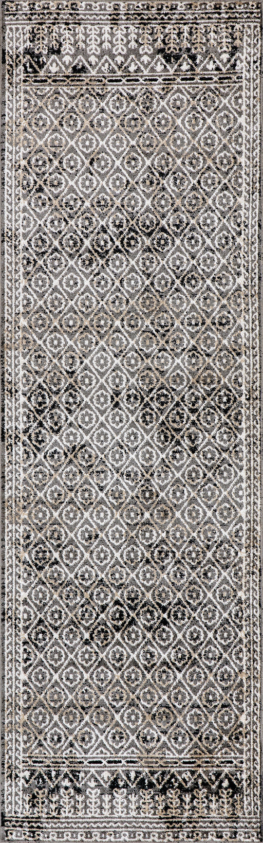 Washable Stencil Area Rug Dark Grey 120x180 cm