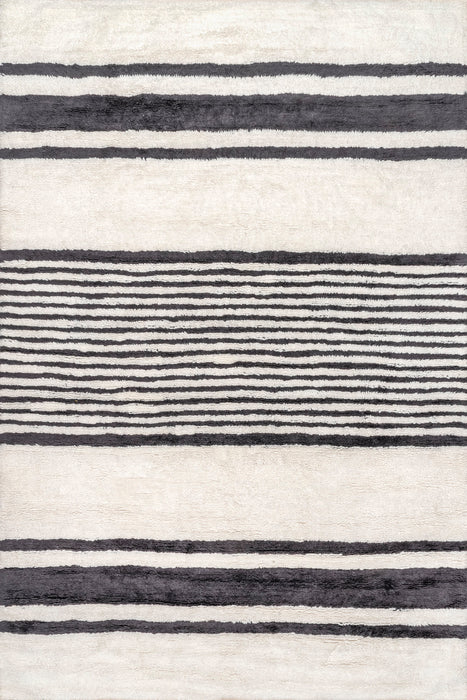 Washable Striped Area Rug In Ivory 120x180 cm