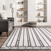 Washable Striped Area Rug for Home Decor in Ivory