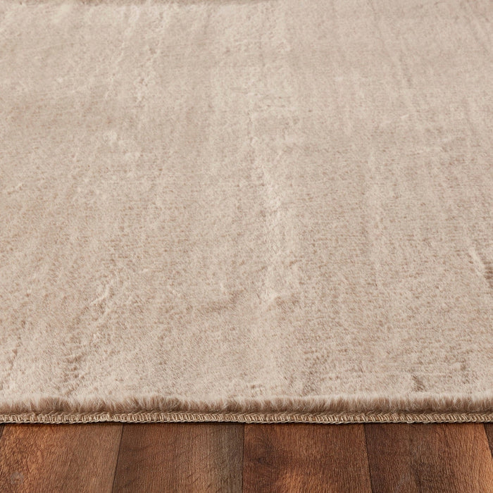 Washable Super-Soft Plain Faux Fur Plush Shaggy Natural Rug