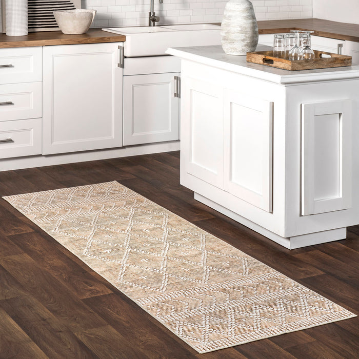 Washable Tan Rug For High Traffic Areas