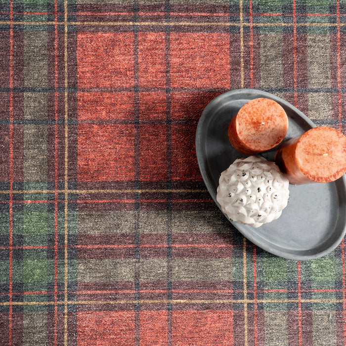 Washable Tartan Plaid Rug 160x230 cm Red