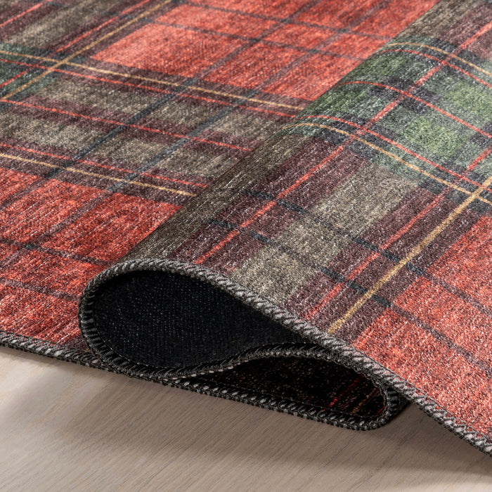 Washable Tartan Plaid Rug 160x230 cm Red