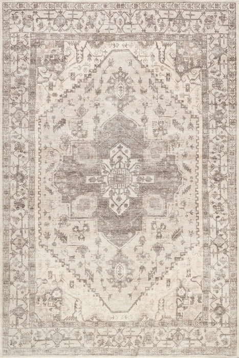 Washable Taupe Medallion Area Rug 140cm x 200cm