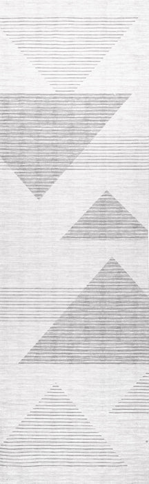 Washable Triangle Rug for Kids Room in Light Grey 150x150 cm