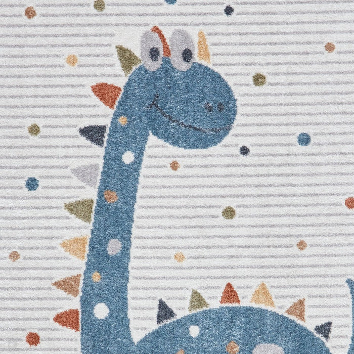 Washable Vida Kids Dinosaur Flatweave Multicolour Rug