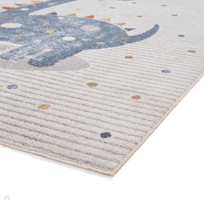 Washable Vida Kids Dinosaur Flatweave Multicolour Rug