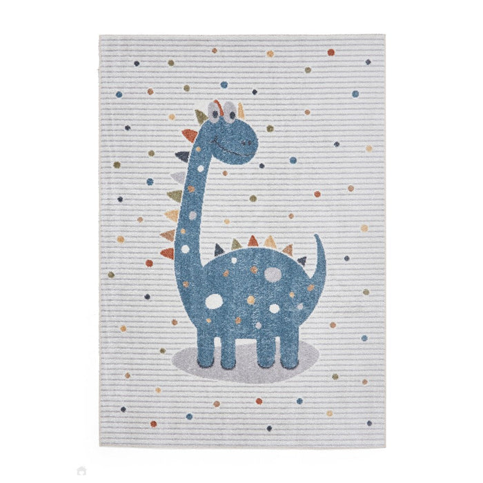 Washable Vida Kids Dinosaur Flatweave Multicolour Rug