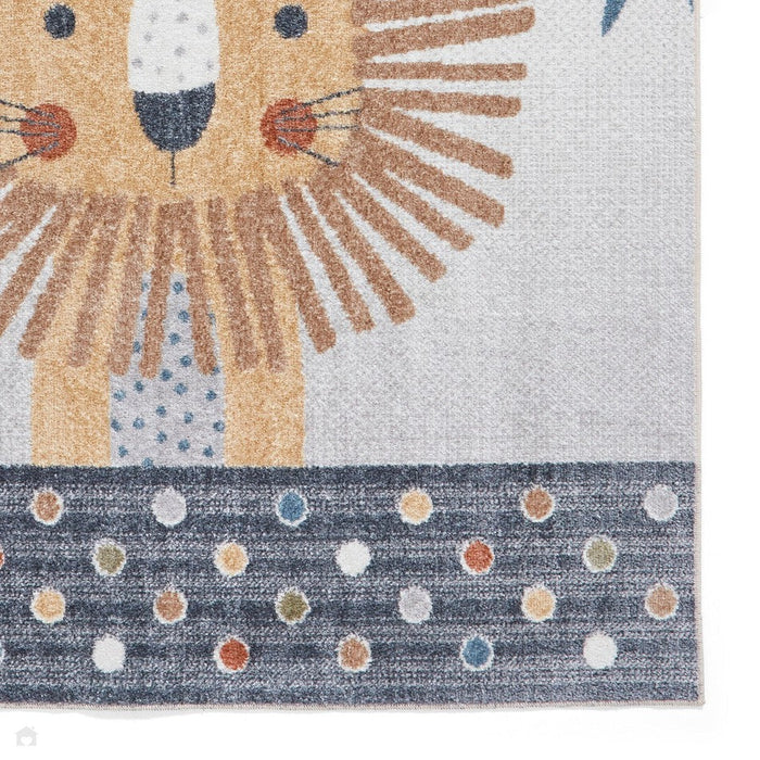 Washable Vida Kids Lion Flatweave Multicolour Rug