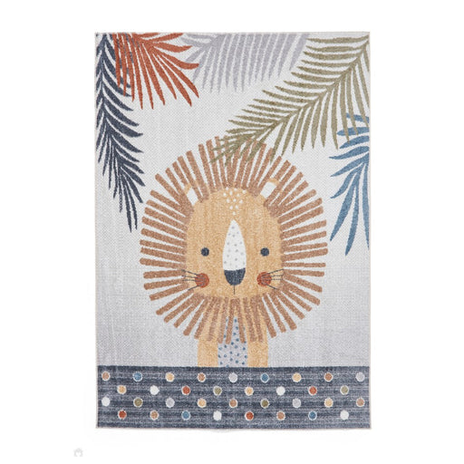 Washable Vida Kids Lion Flatweave Multicolour Rug