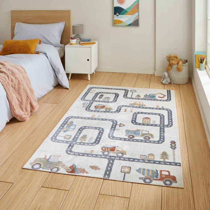 Washable Vida Kids Map Flatweave Multicolour Rug