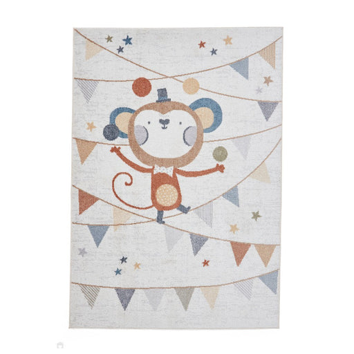 Washable Vida Kids Monkey Flatweave Multicolour Rug