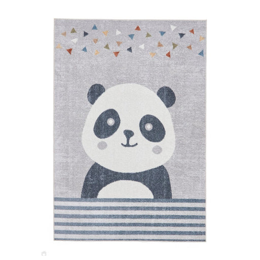 Washable Vida Kids Panda Flatweave Multicolour Rug