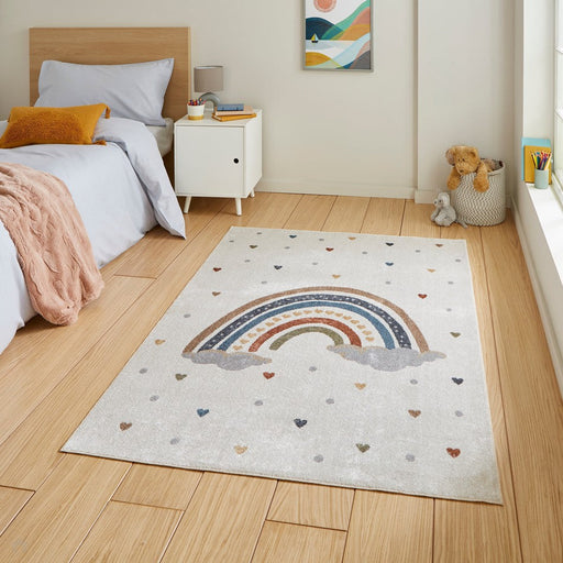 Washable Vida Kids Rainbow Flatweave Multicolour Rug