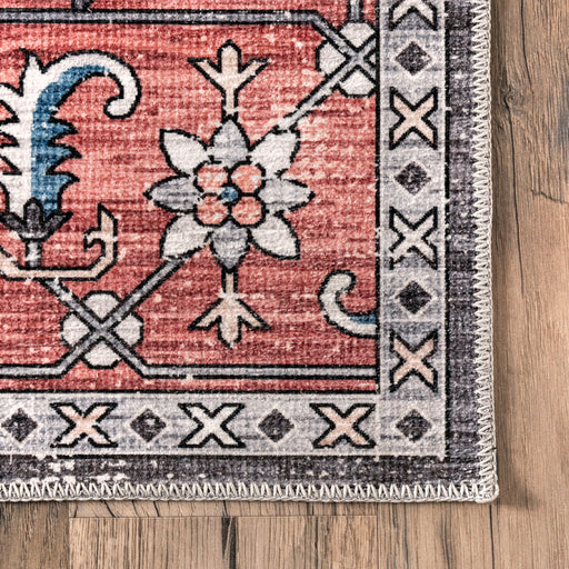 Washable Vintage Medallion Area Rug 90x150 cm Brick