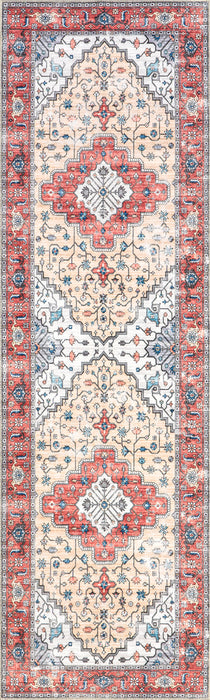 Washable Vintage Medallion Area Rug 90x150 cm Brick