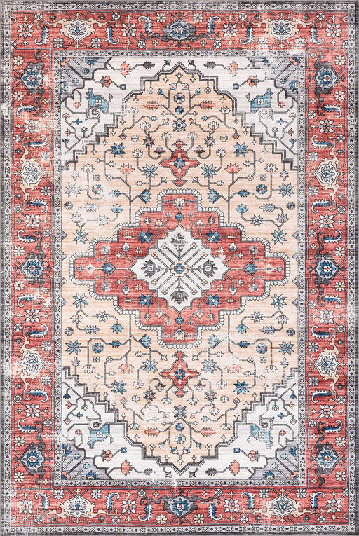 Washable Vintage Medallion Rug 120x180 cm Brick