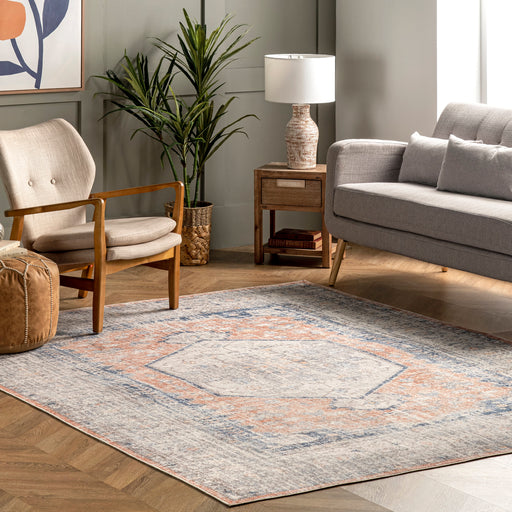 Washable Vintage Medallion Rug in Peach 120x180 cm