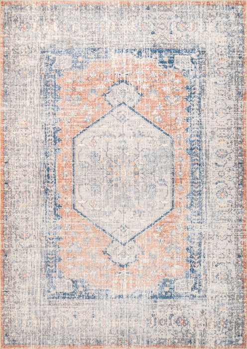 Washable Vintage Medallion Rug in Peach 120x180 cm