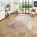 Washable Whisper H1065 Modern Abstract Textured Soft-Touch Printed Polyester Flatweave Beige/Brown Rug