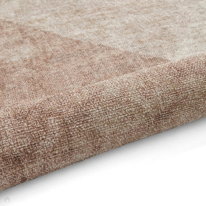 Washable Whisper H1065 Modern Abstract Textured Soft-Touch Printed Polyester Flatweave Beige/Brown Rug