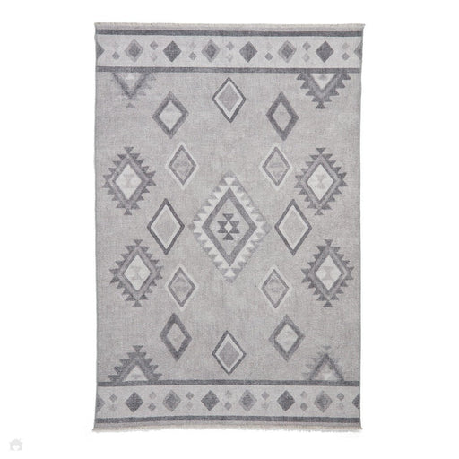 Washable Whisper H1066 Modern Abstract Textured Soft-Touch Printed Polyester Flatweave Grey/Green Rug