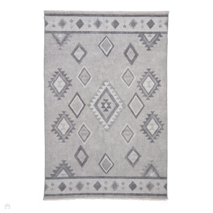 Washable Whisper H1066 Modern Abstract Textured Soft-Touch Printed Polyester Flatweave Grey/Green Rug