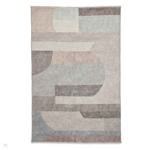 Washable Whisper H1068 Modern Abstract Textured Soft-Touch Printed Polyester Flatweave Beige Rug