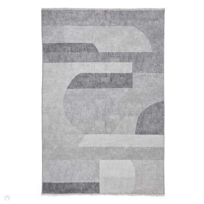 Washable Whisper H1068 Modern Abstract Textured Soft-Touch Printed Polyester Flatweave Green/Grey Rug