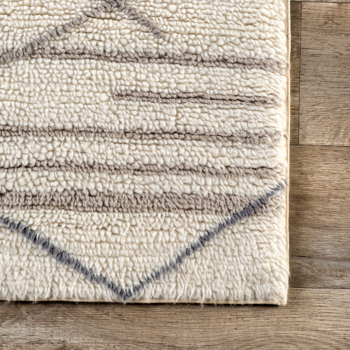 Washable Wool Area Rug 120x180 cm Pick-Up-Sticks Design Ivory