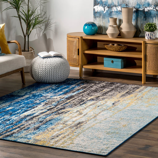 Waterfall Area Rug in Blue for Living Room Decor