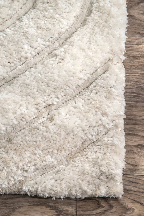 Waves Shag Area Rug Off White 120cm