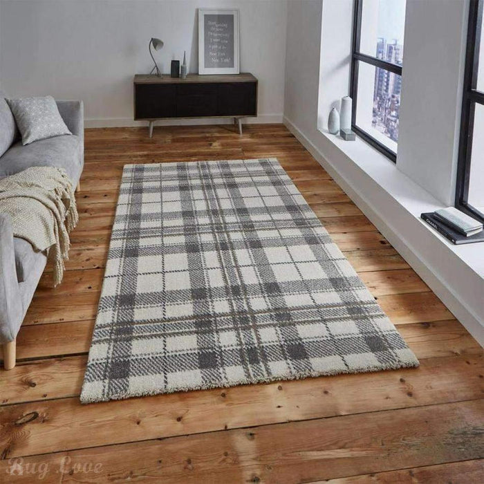 Wellness 6630 Modern Tartan Check Cream/Light Grey Rug