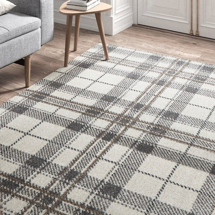 Wellness 6630 Modern Tartan Check Cream/Light Grey Rug