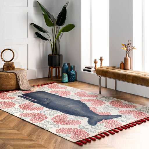 Whale Pattern Area Rug in Multicolor for Home Decor