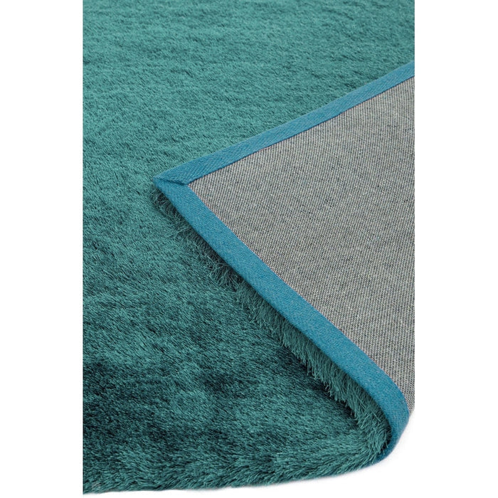 Whisper Super-Soft Fine Yarn Silky Shimmer Polyester Plain Shaggy Dark Teal Rug