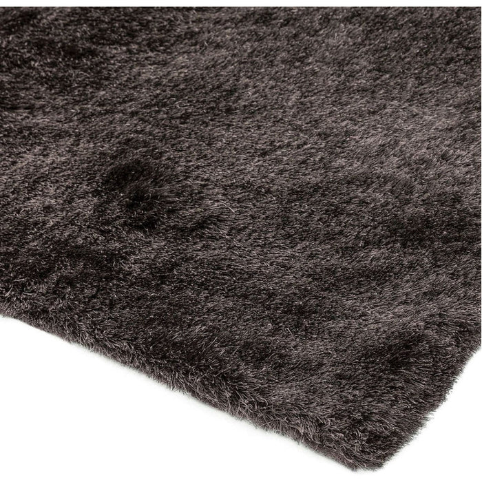 Whisper Super-Soft Fine Yarn Silky Shimmer Polyester Plain Shaggy Graphite Rug