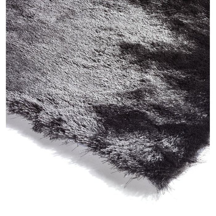 Whisper Super-Soft Fine Yarn Silky Shimmer Polyester Plain Shaggy Graphite Rug