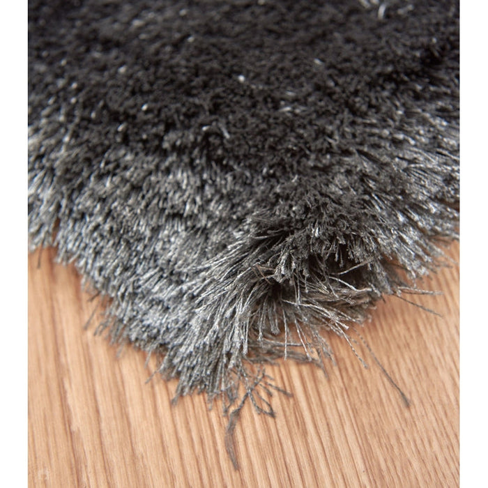 Whisper Super-Soft Fine Yarn Silky Shimmer Polyester Plain Shaggy Graphite Rug